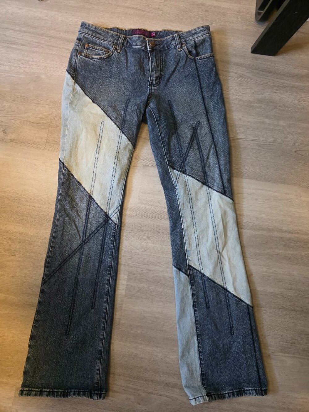 Miss Vigoss Women's Patchwork Flare Leg Five Pocket Jeans Size 30 (7/8)